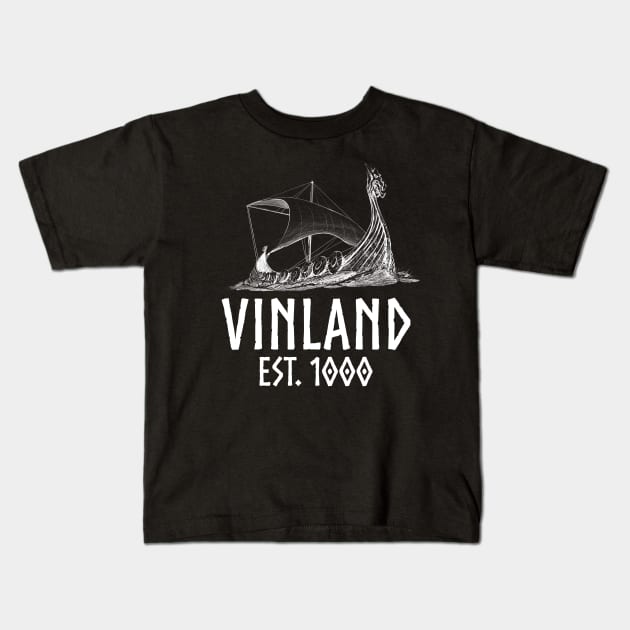 Norse Viking Longship Medieval Scandinavian History Vinland Kids T-Shirt by Styr Designs